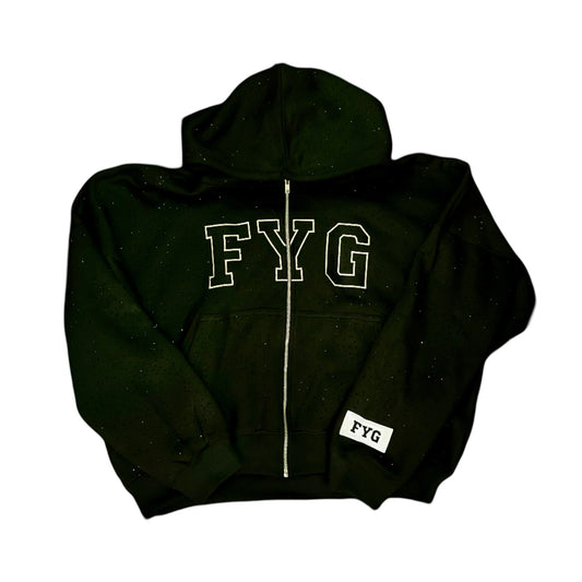 Pink Rhinestone Zip Up Hoodie